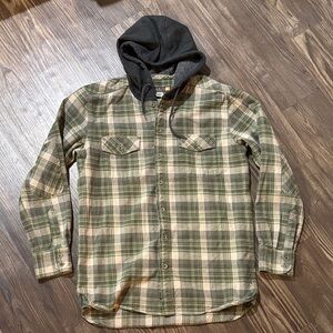 Quiksilver Waterman Green Plaid Hooded Shirt Jacket